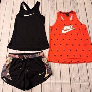 Nike Women's Dri-Fit Lot Tanks Shorts Size M Athletic Running Workout Set Active